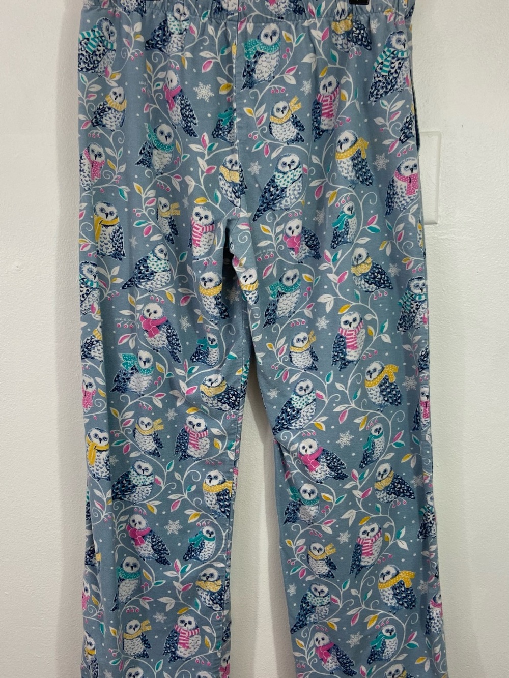 Nick and Nora Pajama Set Owls M Blue Cotton Flannel Pockets Arts & Crafts - Picture 7 of 16